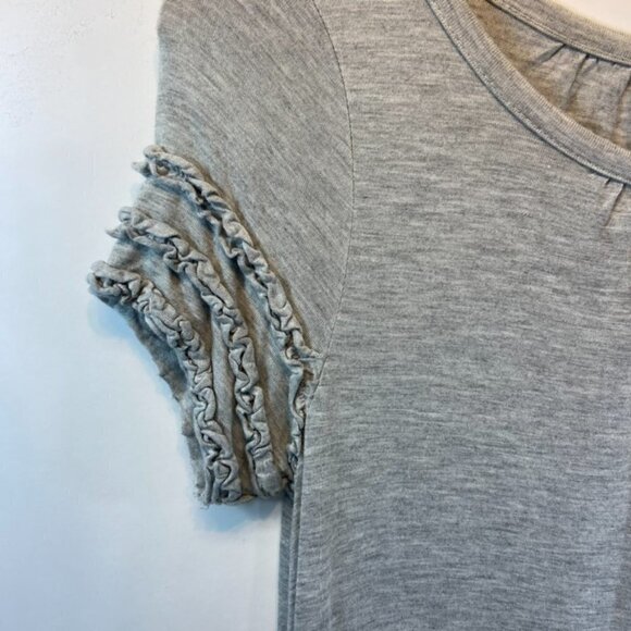 J. Crew Jersey Ruffle Sleeve Hem Scoop-Neck Gray Shift T-Shirt Dress, Small - Picture 5 of 10